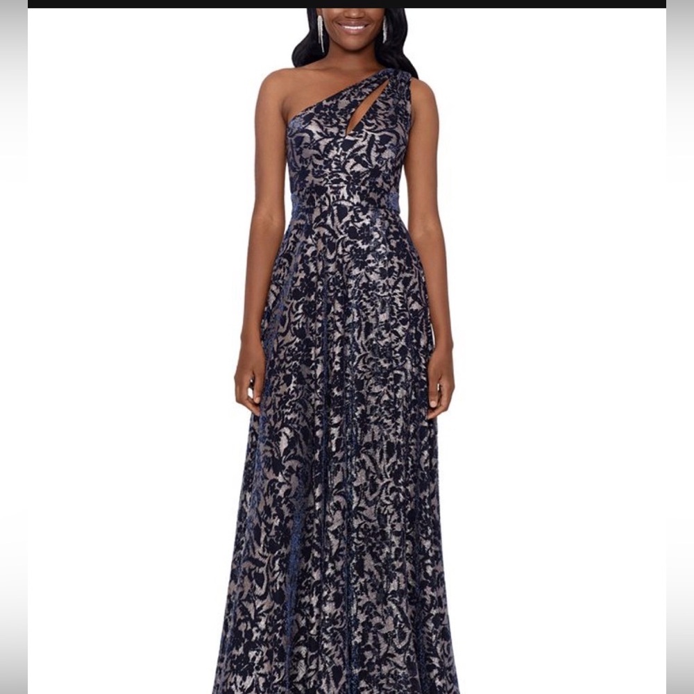 Betsy & Adam Emerald One-Shoulder Dress - Picture 7 of 8